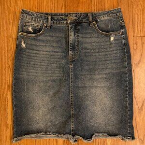 STYLE & CO Women's Vintage Frayed STRETCH Denim Mini Skirt ~ Sz 10